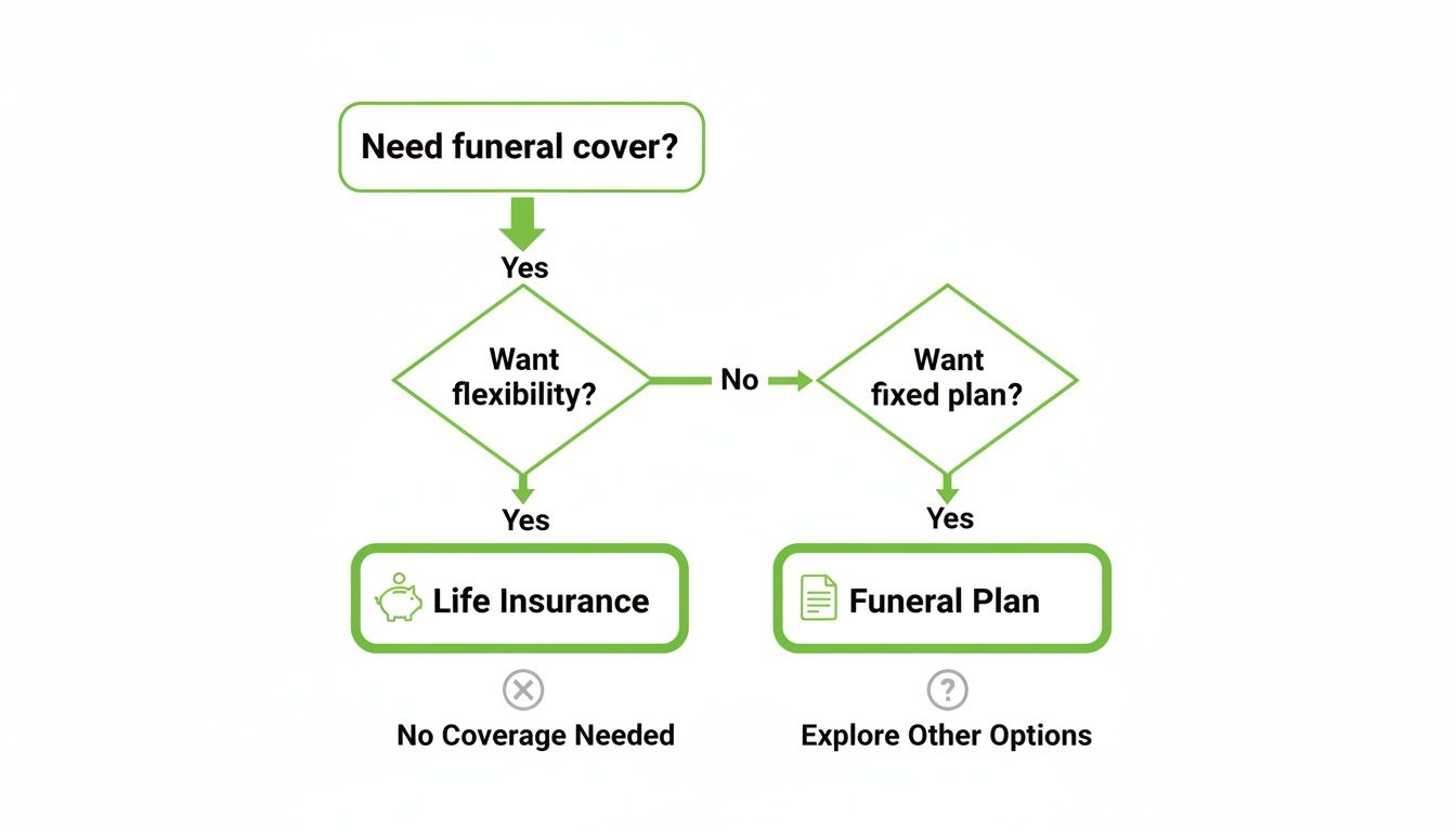 funeral plan vs life insurance flowchart